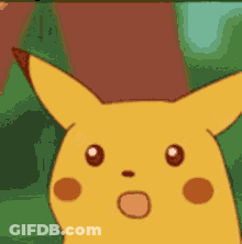 A Close Up Of A Pikachu With A Surprised Look On Its Face . GIF