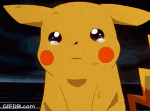A Close Up Of A Pikachu With Tears Coming Out Of Its Eyes GIF