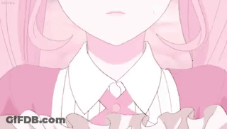 A Close Up Of A Pink And White Anime Girl 'S Neck And Chest . GIF