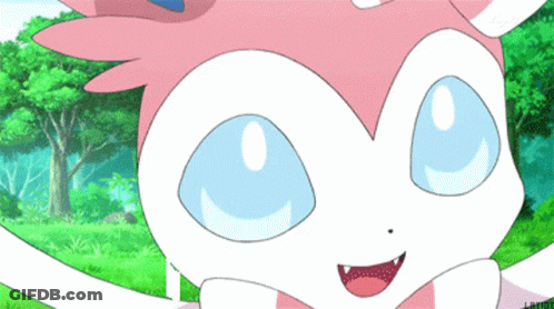 Pink And White Cartoon Character With Blue Eyes GIF