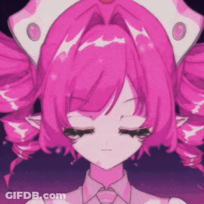 A Close Up Of A Pink Anime Girl With Her Eyes Closed And A Crown On Her Head . GIF