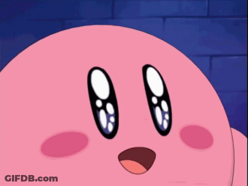 A Close Up Of A Pink Cartoon Character 'S Face GIF