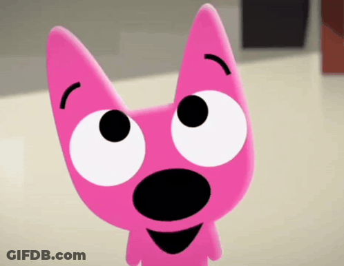 A Close Up Of A Pink Cat With Big Eyes GIF