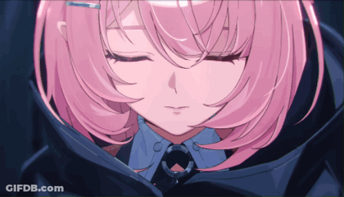 A Close Up Of A Pink Haired Anime Character GIF