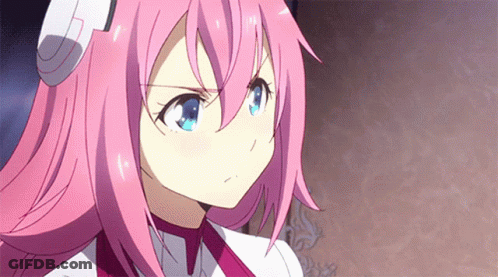 A Close Up Of A Pink Haired Anime Character GIF
