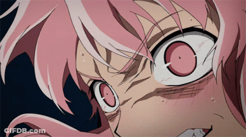 A Close Up Of A Pink Haired Anime Character 'S Face GIF