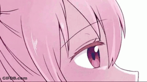A Close Up Of A Pink Haired Anime Girl 'S Eye . GIF