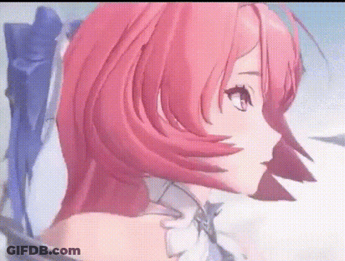 A Close Up Of A Pink Haired Anime Girl 'S Face . GIF