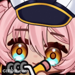 A Close Up Of A Pink Haired Anime Girl Wearing A Hat And Gloves With The Letters Ccc On Them GIF