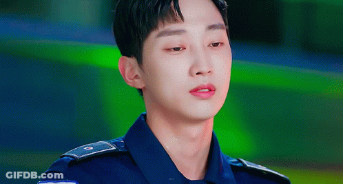 A Close Up Of A Police Officer 'S Face With A Watermark That Says ' A ' On It GIF