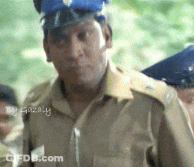 A Close Up Of A Police Officer With Gazaly Written On The Bottom Left GIF