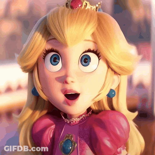 A Close Up Of A Princess Peach With A Surprised Look On Her Face GIF