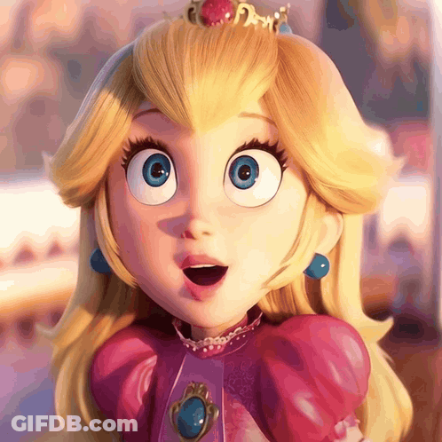A Close Up Of A Princess Peach With A Surprised Look On Her Face GIF