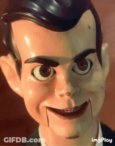 A Close Up Of A Puppet 'S Face With The Words Imgplay Visible Below It GIF