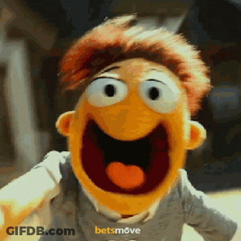 A Close Up Of A Puppet With A Betsmove Logo On The Bottom Right GIF