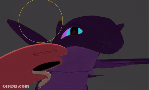A Close Up Of A Purple Dragon With A Circle Around It GIF