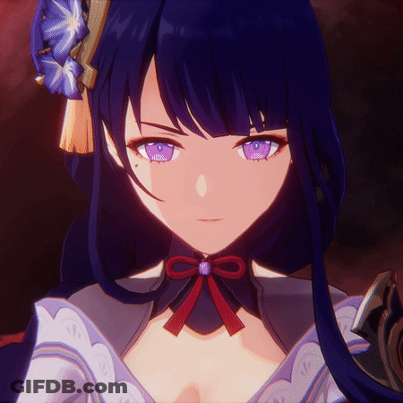 A Close Up Of A Purple Haired Anime Character With Purple Eyes GIF