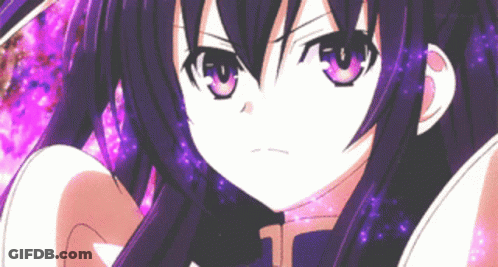 A Close Up Of A Purple Haired Anime Girl 'S Face GIF