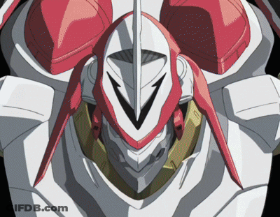 A Close Up Of A Red And White Robot With The Number 10 On The Chest GIF