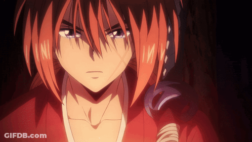 A Close Up Of A Red Haired Anime Character With A Sword GIF