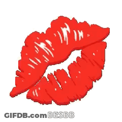A Close Up Of A Red Lip Print On A White Background GIF