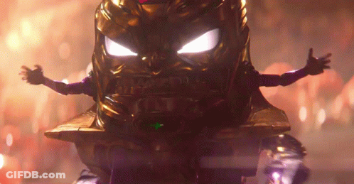 A Close Up Of A Robot With A Purple Arm GIF