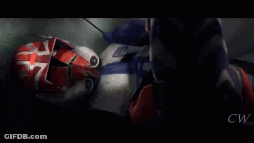A Close Up Of A Robot With The Word Cw On The Bottom Left GIF