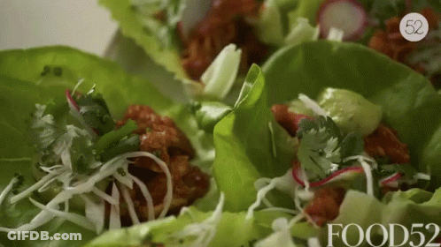 A Close Up Of A Salad With The Words Food52 On It GIF