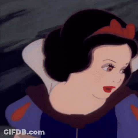 A Close Up Of A Snow White Cartoon Character GIF