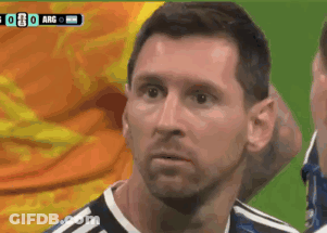 A Close Up Of A Soccer Player 'S Face With A Scoreboard Behind Him That Says Arg GIF