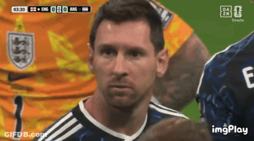 A Close Up Of A Soccer Player 'S Face With The Number 3 On His Shirt GIF