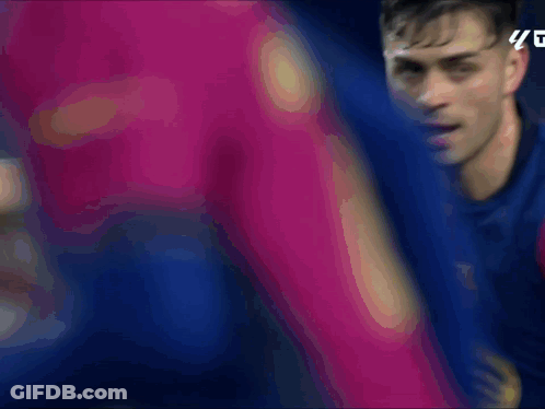 A Close Up Of A Soccer Player 'S Face With The Number 45 On The Bottom GIF