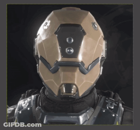 A Close Up Of A Soldier 'S Helmet With The Letter P On It GIF