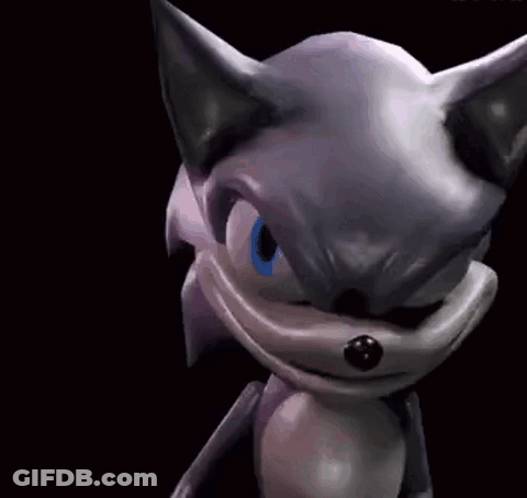 A Close Up Of A Sonic The Hedgehog 'S Face With A Black Background . GIF