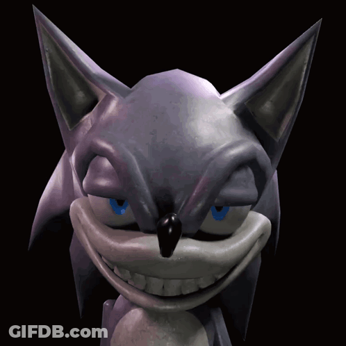 A Close Up Of A Sonic The Hedgehog 'S Face With Blue Eyes GIF