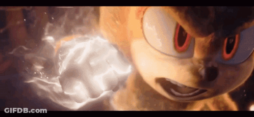 A Close Up Of A Sonic The Hedgehog 'S Face With Red Eyes . GIF