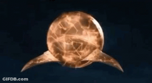 A Close Up Of A Sphere With Wings On A Blue Background . GIF