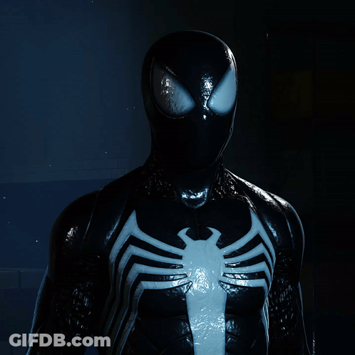 A Close Up Of A Spider Man 'S Face And Chest GIF