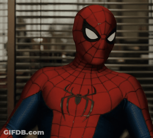 A Close Up Of A Spider Man 'S Face And Chest GIF