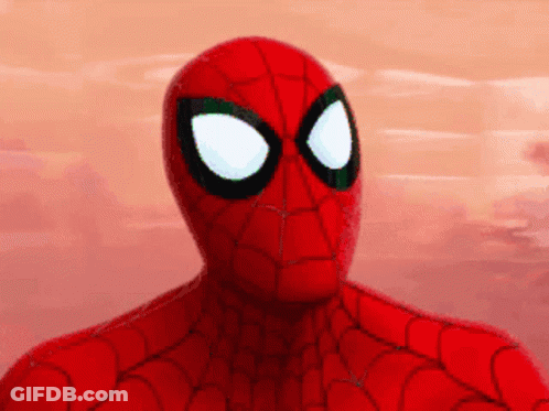 A Close Up Of A Spider Man 'S Face GIF