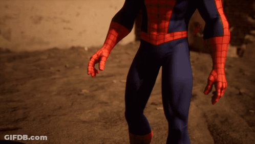 A Close Up Of A Spider Man 'S Legs And Hands GIF
