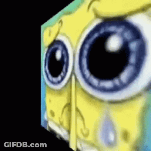 A Close Up Of A Spongebob Squarepants Cartoon Character 'S Eyes With A Black Background . GIF