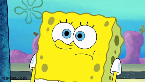 A Close Up Of A Spongebob Squarepants Character With Blue Eyes GIF