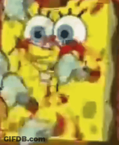 A Close Up Of A Spongebob Squarepants Drawing With A Blurry Background GIF