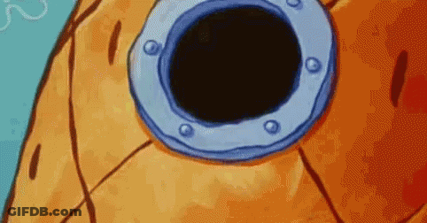 A Close Up Of A Spongebob Squarepants Pineapple With A Hole In It 'S Eye . GIF