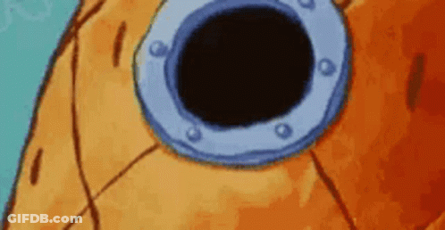 A Close Up Of A Spongebob Squarepants Pineapple With A Hole In It 'S Eye . GIF