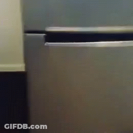 A Close Up Of A Stainless Steel Refrigerator With The Door Open GIF