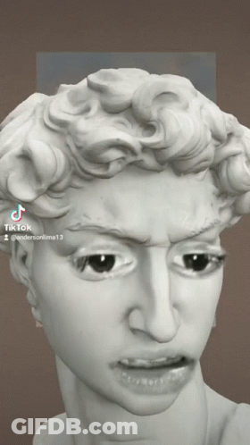 A Close Up Of A Statue 'S Face With Tiktok Written On The Bottom Right GIF