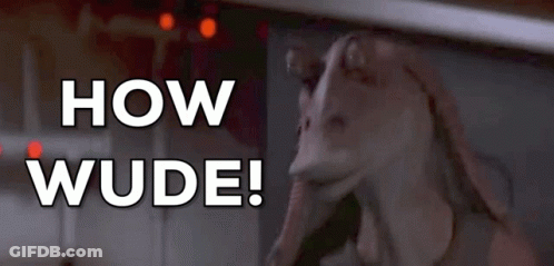 A Close Up Of A Statue With The Words How Wude Written Below It GIF