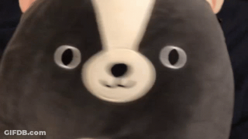 A Close Up Of A Stuffed Animal With A Dog Face GIF